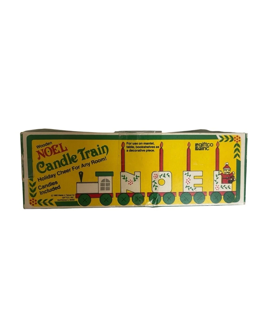 Vintage Christmas Wooden Noel Holiday Candle Train In Original Box No Candles